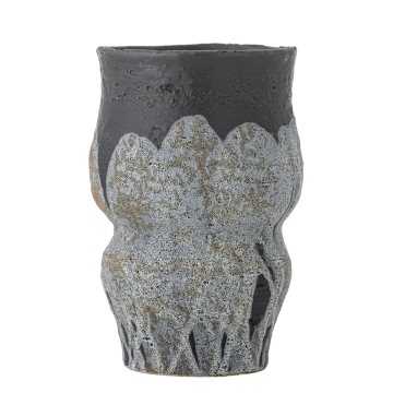 Ghiveci din ceramică artizanală, gri, cu suprafață texturată și aspect satinat, 14,5x21,5 cm, „Neeson"
