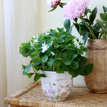 Ghiveci din ceramică crem cu model floral „Papillon”, H12.5/D14 cm - Img 2