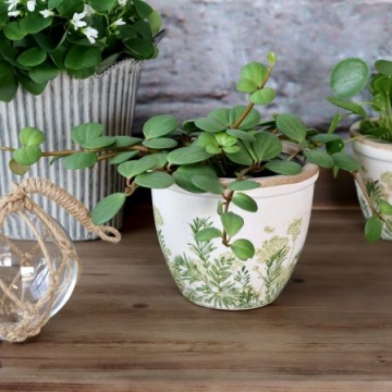 Ghiveci din ceramică cu imprimeu floral, verde, H13/D15 cm, „Laval” - Img 5