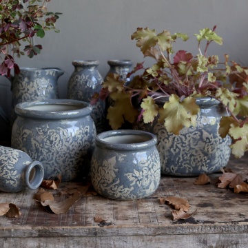 Ghiveci din ceramica cu motiv floral, H9.5/D12 cm, Antibes - Img 2