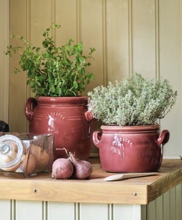 Ghiveci din ceramică glazurată manual 2L burgundy înalt, „Brobacka" - Img 2
