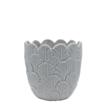 Ghiveci opal din portelan, cu model, H13.5/D13.5 cm, Fayence - Img 1