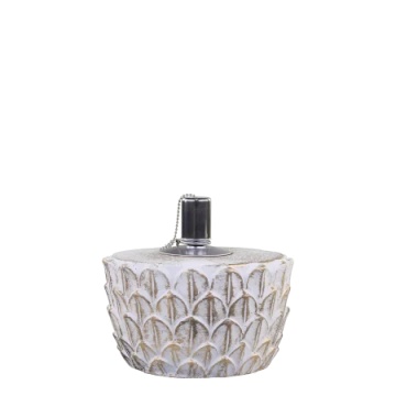 Lampă cu ulei decorativ stil vintage cu model auriu gri ciment și oțel inoxidabil, „Vittel”