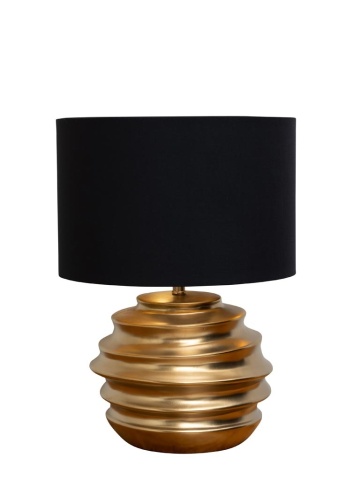 Lampa de masa, cu abajur negru din bumbac, Rings