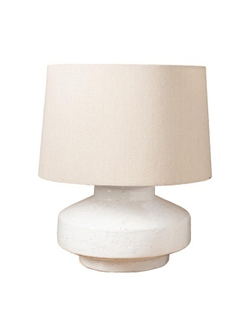Lampă de masă din bumbac natur cu structură din ceramică albă, finisaj mat, 46×40 cm, „Gabaldia"