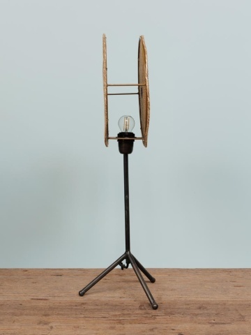 Lampa de masa, din iarba Moonj si baza metalica, Kenya - Img 4