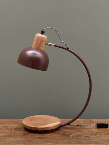 Lampa de masa, din metal si lemn de mango, Bury - Img 2