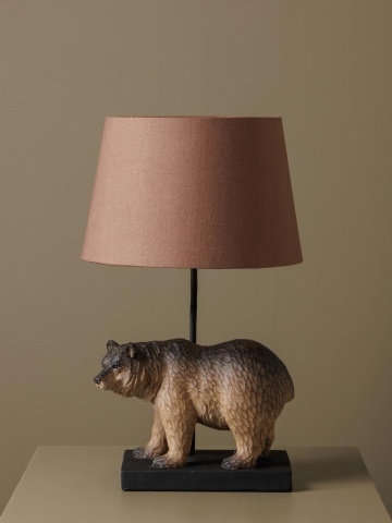 Lampa de masa, din polirasina, cu abajur din in, Bear - Img 2