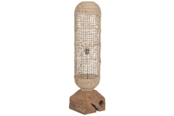 Lampă de podea din lemn de tec și fibre naturale, 25×25×108 cm, „Bali"