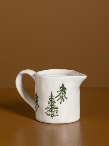 Letieră din ceramică albă cu motive de iarnă pictate manual, 7 × 11,5 × 6,5 cm, „Slalom" - Img 3