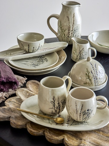 Letieră pentru lapte din ceramică cu flori de câmp, D8×H9 cm, 250 ml, „Bea" - Img 3