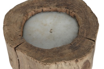 Lumânare decorativă turnată în trunchi masiv de lemn de tec reciclat, 30×30×40 cm, „Flambeau" - Img 3