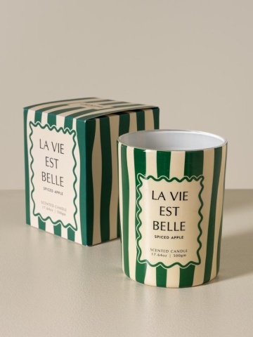 Lumânare verde «La vie est belle» – parfum de măr condimentat - Img 3