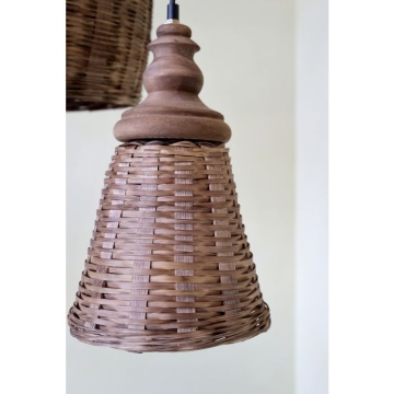 Lustra împletită manual din rattan si rachita, D22 cm - Img 4