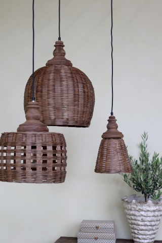 Lustra impletita manual din rattan si rachita, D34 cm - Img 8