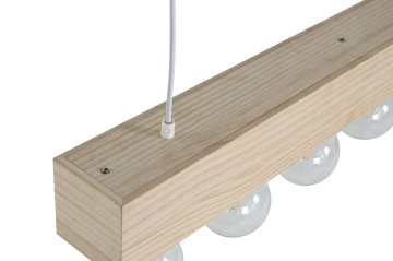 Lustră suspendată din lemn, maro deschis, 30 x 80 x 10 cm, „Gerberoy” - Img 4