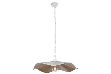 Lustră suspendată din metal, alb și auriu, finisaj patinat, 16 x 77 cm, „Provins” - Img 3