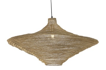 Lustră suspendată din metal, auriu, finisaj antichizat, 48 x 87 cm, „Damville”