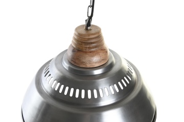 Lustră suspendată din metal și lemn de mango, argintiu și maro, finisaj patinat, 31 x 43 cm, „Verdun” - Img 5