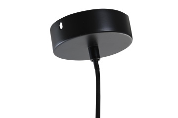 Lustră suspendată din ratan împletit, metal și bumbac, maro și negru, formă plată, 23 x 64 cm, „Dun” - Img 4