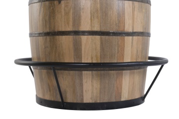 Masă bar din lemn masiv de mango în formă de butoi cu metal, 90×90×101 cm, „Barrel” - Img 5