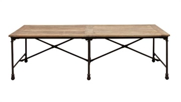 Masă de dining în stil industrial, din lemn masiv și metal, „Tapestry Large”