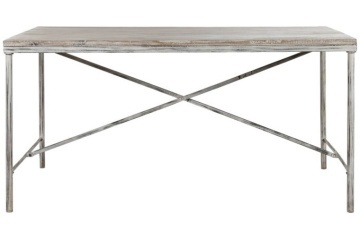 Masă dining décapé din lemn de mango, natur, 12 locuri, cu cadru metalic în X, 78,5 x 240 x 90 cm, „Freya”