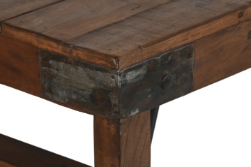 Masă dining pliabilă din lemn reciclat, 182x90x76 cm, finisaj rustic natur, „Mercado" - Img 4