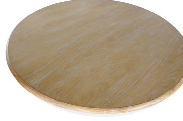 Masă dining rotundă din lemn de ulm, natur, 4–5 locuri, cu picior central strunjit, 76 x 120 cm, „Amely” - Img 2
