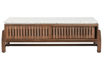 Masuta de cafea din lemn de acacia si marmura, 127X67X47 cm, " Terrazo "