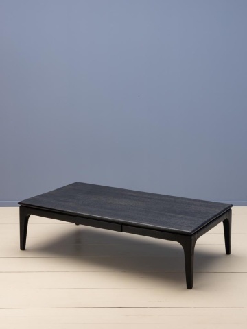 Măsuță de cafea din lemn de mango, negru, finisaj satinat, 142×76×38 cm, „Upsilon" - Img 6