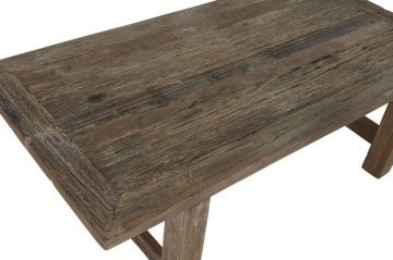 Măsuță de cafea dreptunghiulară din lemn de tec reciclat, natur, cu ramă teșită și picioare masive, 45 x 140 x 70 cm, „Deneris” – Ethnic Collections - Img 2