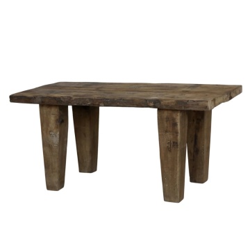 Măsuță de cafea dreptunghiulară din lemn reciclat, natur, cu picioare masive și aspect rustic, finisaj mat, 40 x 90 x 45 cm, „Grimaud”