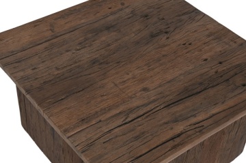 Măsuță de cafea pătrată din lemn reciclat, maro, cu bază plină și blat cu colțuri rotunjite, 39 x 70 x 70 cm, „Dravon” – Ethnic Collections - Img 3
