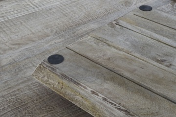 Măsuță de cafea pătrată din lemn și metal, natur și negru, cu 3 tăvi detașabile și bază în X, 55 x 120 x 120 cm, „Traywood” – Ethnic Collections - Img 6