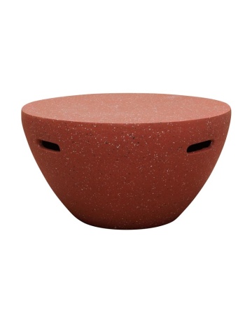 Măsuță de cafea rotundă din oxid de magneziu, roșu, în formă de bol, cu efect terrazzo și mânere decupate, 35 x 68 cm, „Fusion”