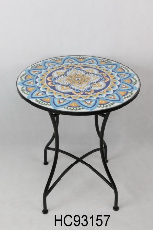 Masuta de exterior din metal, cu design mozaic ceramic, Stil Mediteraneean "Tesera" - Img 2