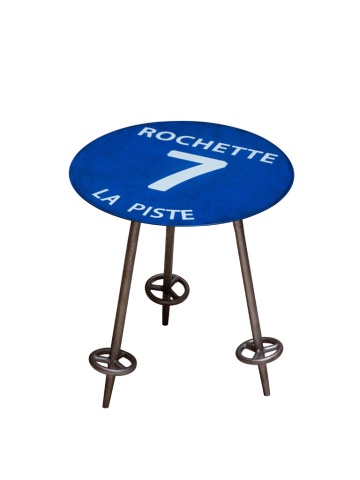 Măsuță laterală albastră din metal, Ø40 cm, "Rochette 7"