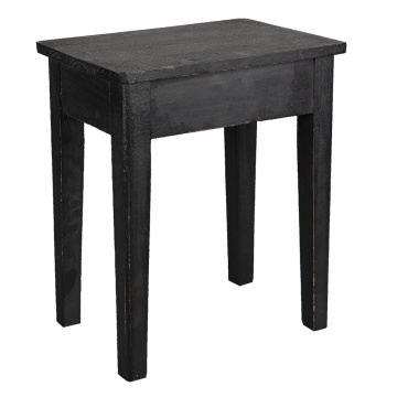 Masuta laterala, neagra, din lemn masiv, 36x25x43 cm, Rasty