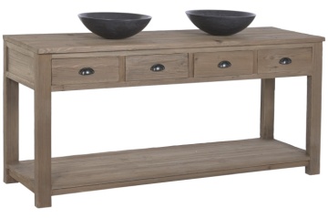 Mobilier de baie rustic din lemn vechi reciclat și pin, 4 sertare și poliță inferioară, 165 x 50 x 90 cm, „Cottage" - Img 4