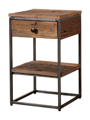 Noptiera din lemn reciclat, aspect rustic, Galion