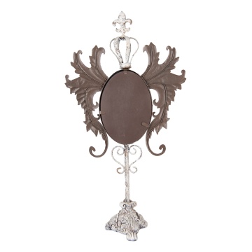 Oglinda alba, de masa, din metal, cu aspect vintage, 37x14x68 cm - Img 3