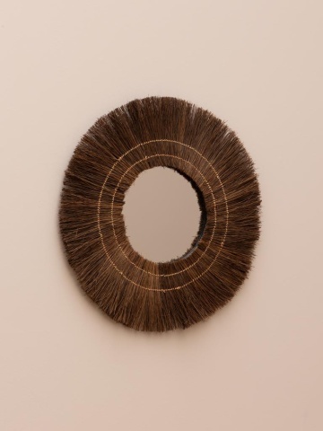 Oglindă de perete din fibre de palmier, Ø70 cm, "Eclat Naturel" - Img 4