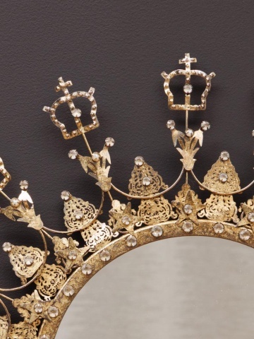 Oglinda de perete, din metal, D62cm, Crown - Img 3
