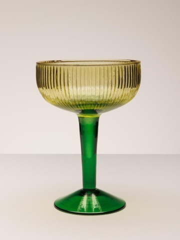 Pahar de cocktail, verde, din sticla, cu picior, H13 cm, Bicolor - Img 2