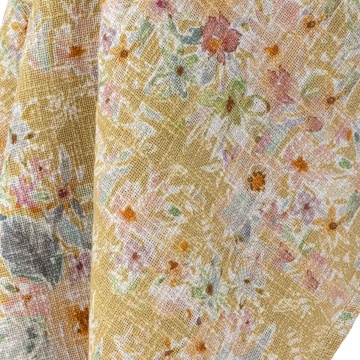 Pătură din bumbac, cu model floral imprimat în galben, verde și roz, „Manoj", 152 x 127 cm - Img 7