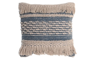 Pernă decorativă din bumbac țesută manual, 45 x 45 cm, albastru și alb, „Cotton Cushion Blue"