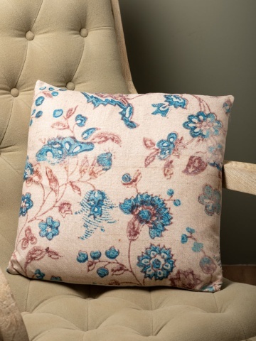 Perna decorativa, din stofa, cu imprimeu floral, Cornflower 45x45cm - Img 2