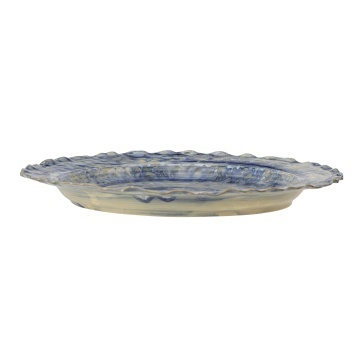 Platou de servire din ceramică albastră, cu finisaj artizanal, „Rowan", 27 x 2,5 cm - Img 3