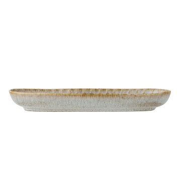 Platou de servire rustic din ceramică cu nuanțe de albastru, verde și maro, 37,5×12×4 cm, „Fleur" - Img 3